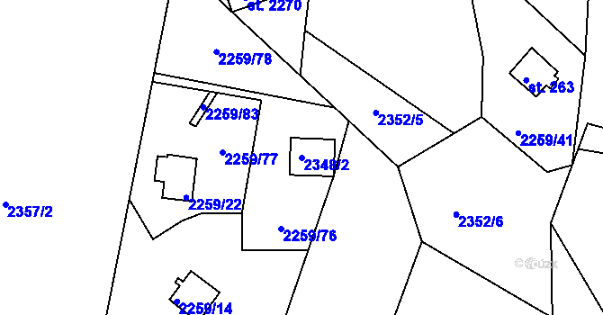 Parcela st. 2348/2 v KÚ Chotýčany, Katastrální mapa