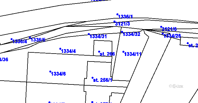 Parcela st. 266 v KÚ Chotýčany, Katastrální mapa