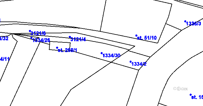 Parcela st. 1334/30 v KÚ Chotýčany, Katastrální mapa