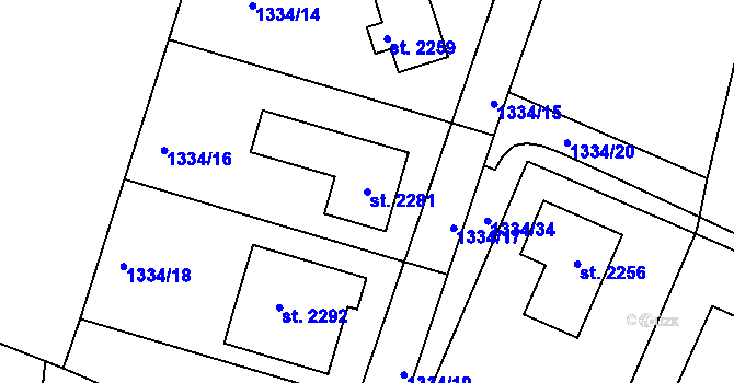 Parcela st. 2281 v KÚ Chotýčany, Katastrální mapa