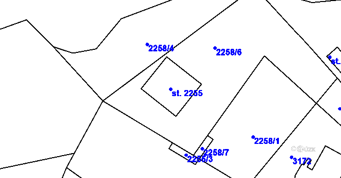 Parcela st. 2255 v KÚ Chotýčany, Katastrální mapa