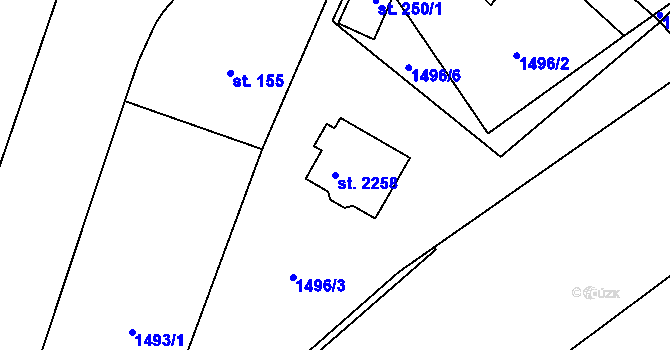 Parcela st. 2258 v KÚ Chotýčany, Katastrální mapa
