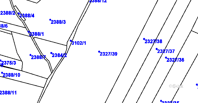 Parcela st. 2327/39 v KÚ Chotýčany, Katastrální mapa