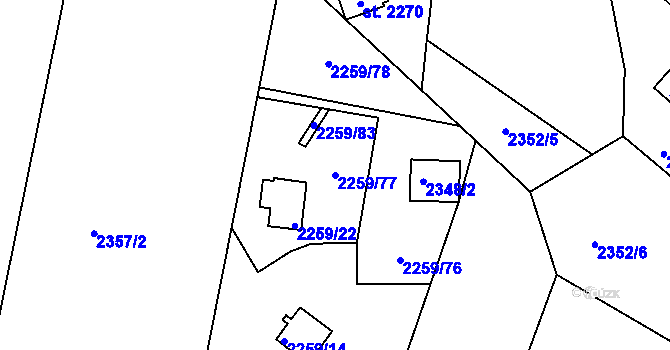 Parcela st. 2259/77 v KÚ Chotýčany, Katastrální mapa