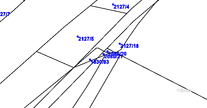Parcela st. 2080/21 v KÚ Chotýčany, Katastrální mapa