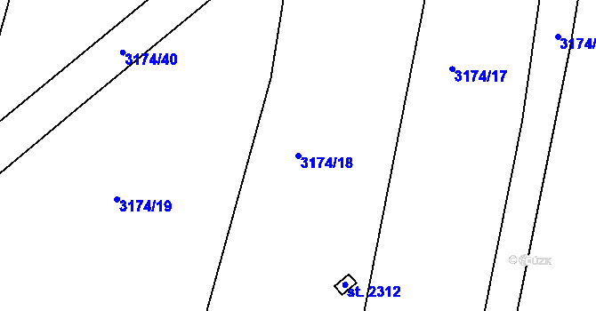 Parcela st. 3174/18 v KÚ Chotýčany, Katastrální mapa