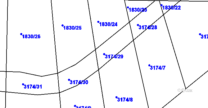 Parcela st. 3174/29 v KÚ Chotýčany, Katastrální mapa