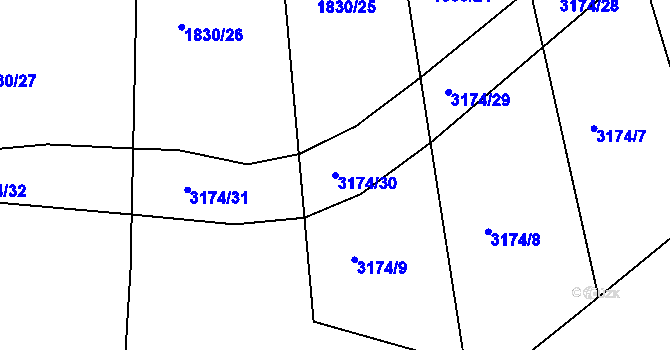 Parcela st. 3174/30 v KÚ Chotýčany, Katastrální mapa