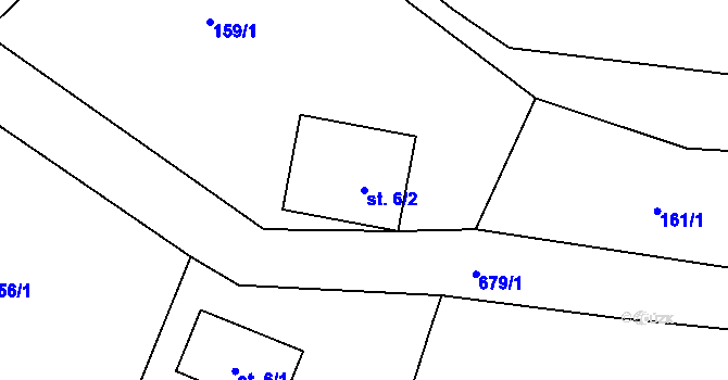 Parcela st. 6/2 v KÚ Dolní Suchá u Chotyně, Katastrální mapa