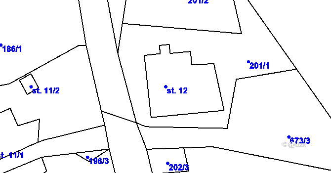 Parcela st. 12 v KÚ Dolní Suchá u Chotyně, Katastrální mapa