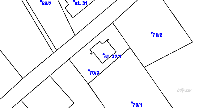 Parcela st. 32/1 v KÚ Dolní Suchá u Chotyně, Katastrální mapa