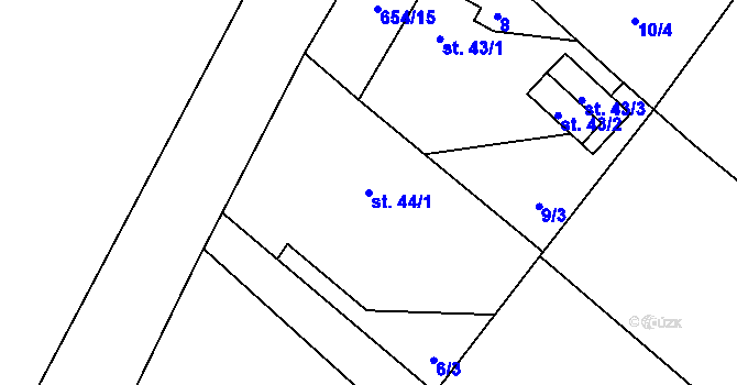 Parcela st. 44/1 v KÚ Dolní Suchá u Chotyně, Katastrální mapa