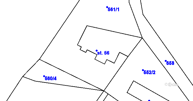 Parcela st. 56 v KÚ Dolní Suchá u Chotyně, Katastrální mapa