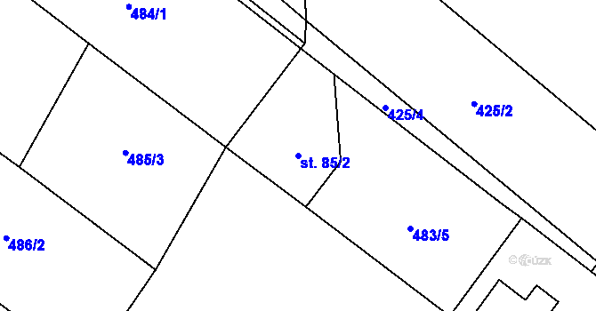 Parcela st. 85/2 v KÚ Dolní Suchá u Chotyně, Katastrální mapa
