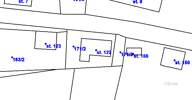 Parcela st. 122 v KÚ Dolní Suchá u Chotyně, Katastrální mapa