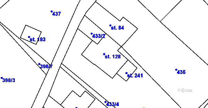 Parcela st. 128 v KÚ Dolní Suchá u Chotyně, Katastrální mapa