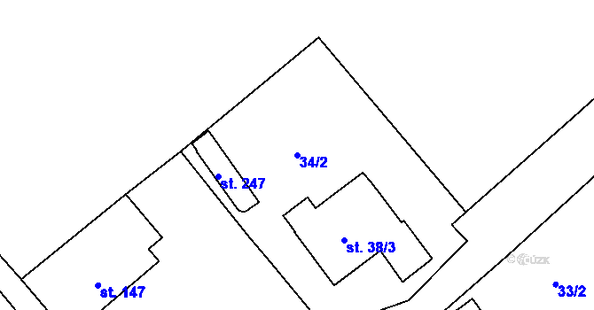 Parcela st. 34/2 v KÚ Dolní Suchá u Chotyně, Katastrální mapa
