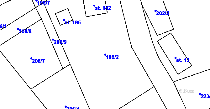 Parcela st. 196/2 v KÚ Dolní Suchá u Chotyně, Katastrální mapa