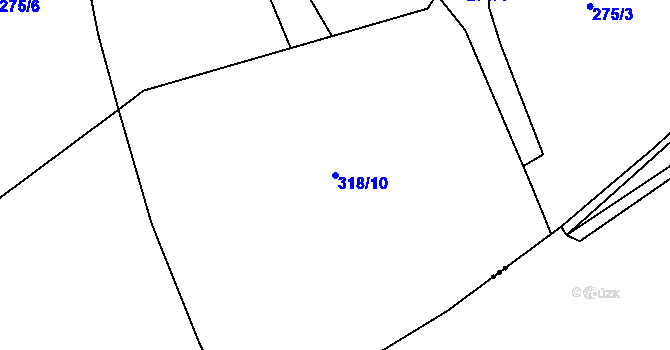 Parcela st. 318/10 v KÚ Dolní Suchá u Chotyně, Katastrální mapa