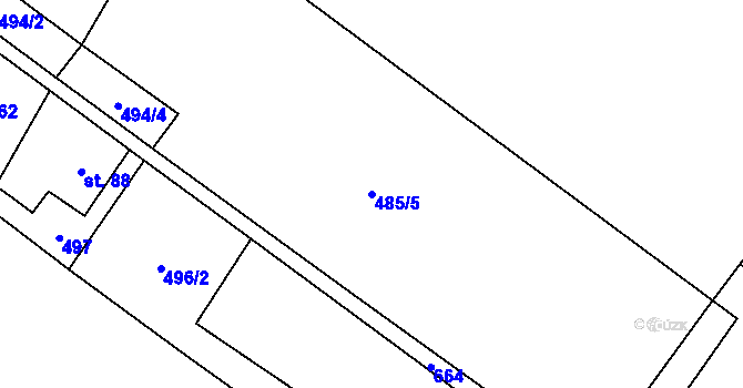 Parcela st. 485/5 v KÚ Dolní Suchá u Chotyně, Katastrální mapa