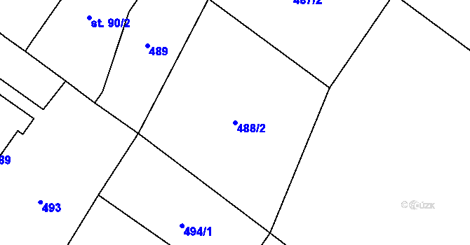 Parcela st. 488/2 v KÚ Dolní Suchá u Chotyně, Katastrální mapa