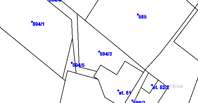 Parcela st. 594/3 v KÚ Dolní Suchá u Chotyně, Katastrální mapa