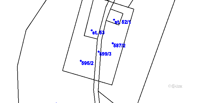 Parcela st. 599/3 v KÚ Dolní Suchá u Chotyně, Katastrální mapa