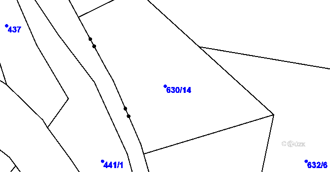 Parcela st. 630/14 v KÚ Dolní Suchá u Chotyně, Katastrální mapa