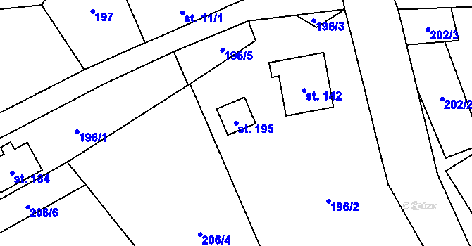 Parcela st. 195 v KÚ Dolní Suchá u Chotyně, Katastrální mapa