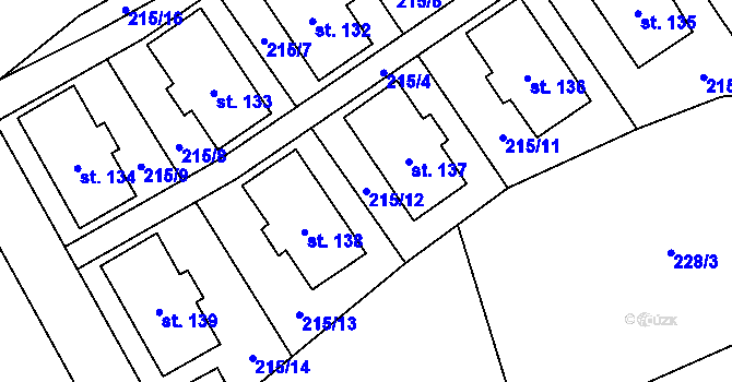Parcela st. 215/12 v KÚ Dolní Suchá u Chotyně, Katastrální mapa