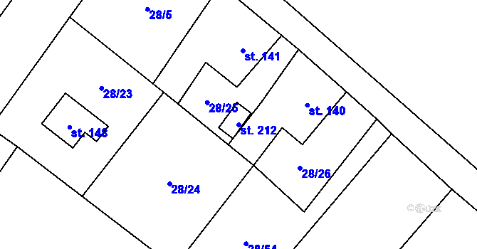 Parcela st. 212 v KÚ Dolní Suchá u Chotyně, Katastrální mapa