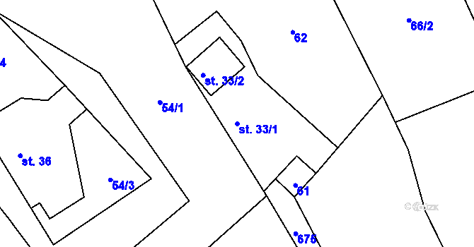 Parcela st. 33/1 v KÚ Dolní Suchá u Chotyně, Katastrální mapa