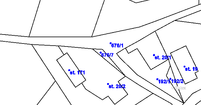 Parcela st. 676/7 v KÚ Dolní Suchá u Chotyně, Katastrální mapa