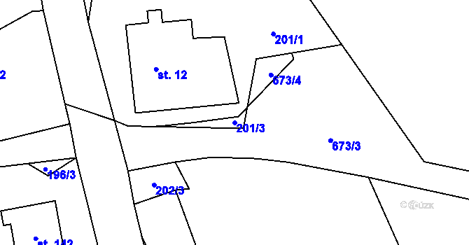 Parcela st. 201/3 v KÚ Dolní Suchá u Chotyně, Katastrální mapa