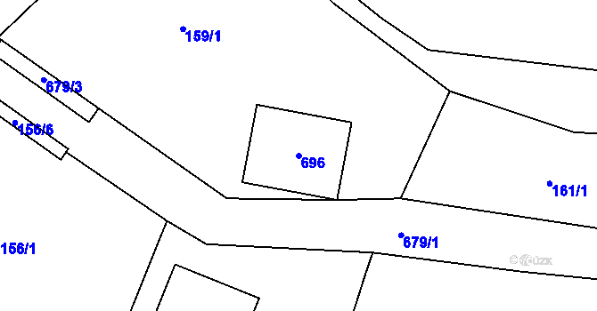 Parcela st. 696 v KÚ Dolní Suchá u Chotyně, Katastrální mapa