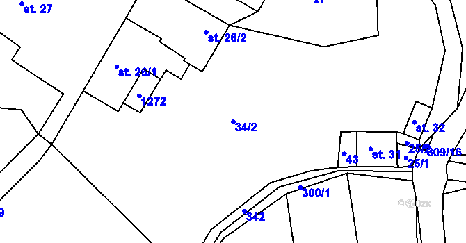 Parcela st. 34/2 v KÚ Grabštejn, Katastrální mapa