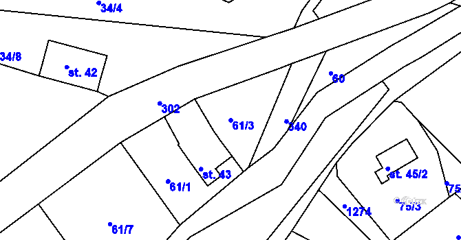 Parcela st. 61/3 v KÚ Grabštejn, Katastrální mapa