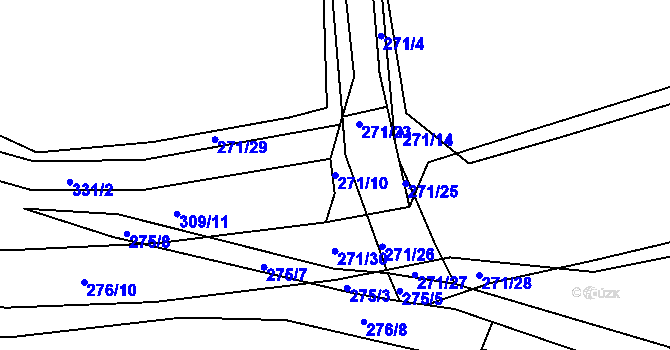 Parcela st. 271/10 v KÚ Grabštejn, Katastrální mapa