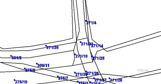 Parcela st. 271/23 v KÚ Grabštejn, Katastrální mapa