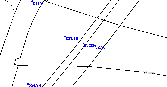 Parcela st. 232/3 v KÚ Grabštejn, Katastrální mapa