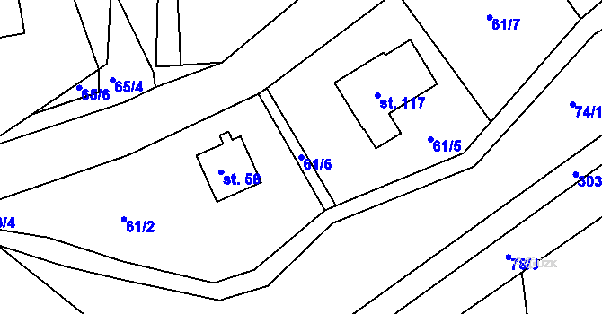 Parcela st. 61/6 v KÚ Grabštejn, Katastrální mapa