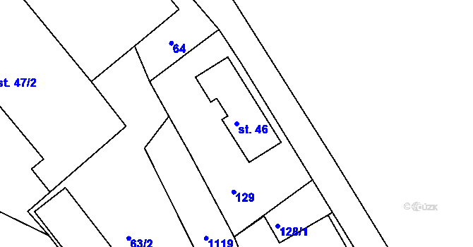 Parcela st. 46 v KÚ Chotyně, Katastrální mapa