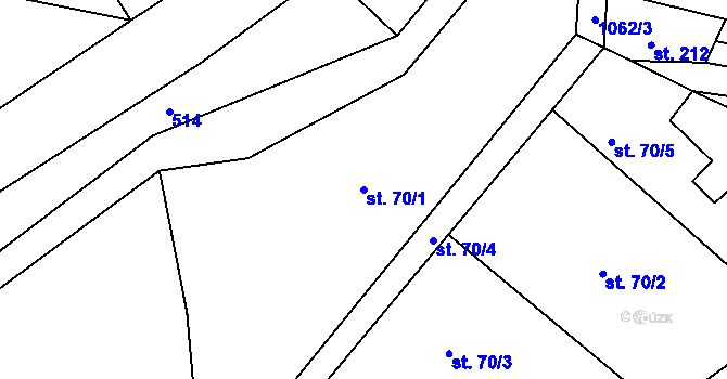 Parcela st. 70/1 v KÚ Chotyně, Katastrální mapa