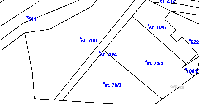 Parcela st. 70/4 v KÚ Chotyně, Katastrální mapa