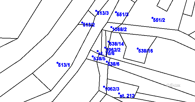 Parcela st. 70/6 v KÚ Chotyně, Katastrální mapa