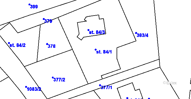 Parcela st. 84/1 v KÚ Chotyně, Katastrální mapa