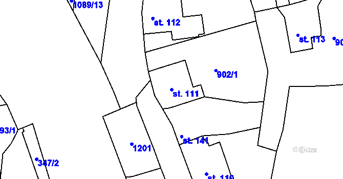Parcela st. 111 v KÚ Chotyně, Katastrální mapa