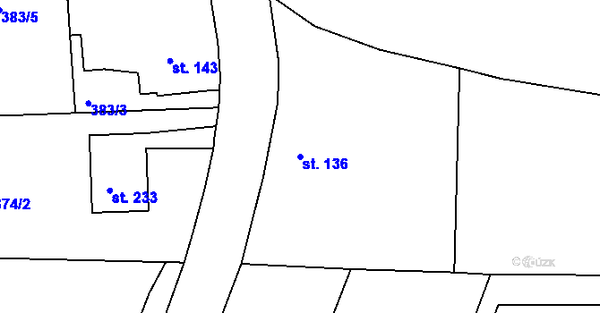 Parcela st. 136 v KÚ Chotyně, Katastrální mapa