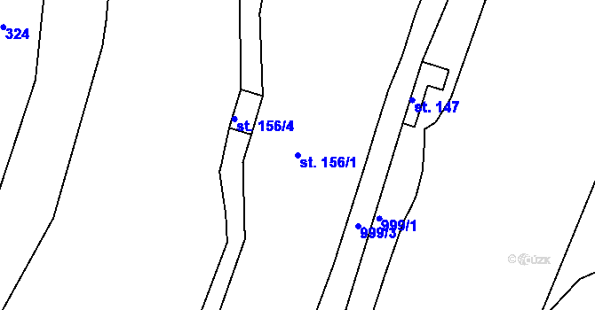 Parcela st. 156/1 v KÚ Chotyně, Katastrální mapa