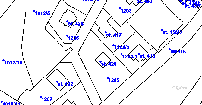 Parcela st. 156/5 v KÚ Chotyně, Katastrální mapa